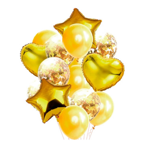 Bouquet De 14 Globos Dorado