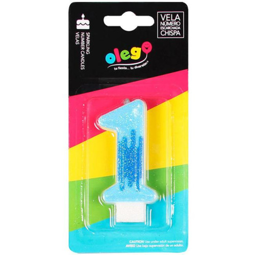 Velas numero escarchada chispa celeste