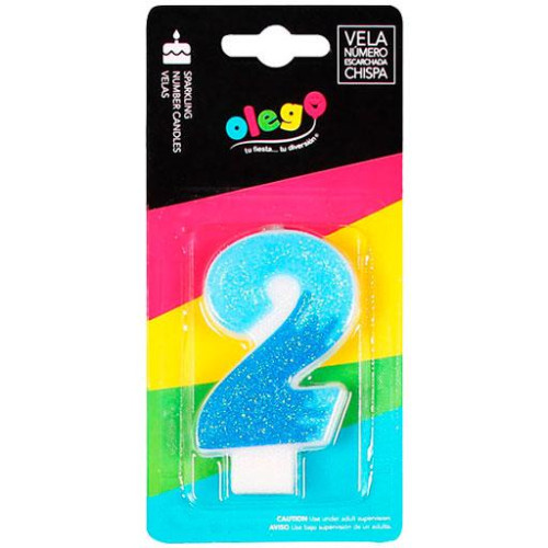 Velas numero escarchada chispa celeste