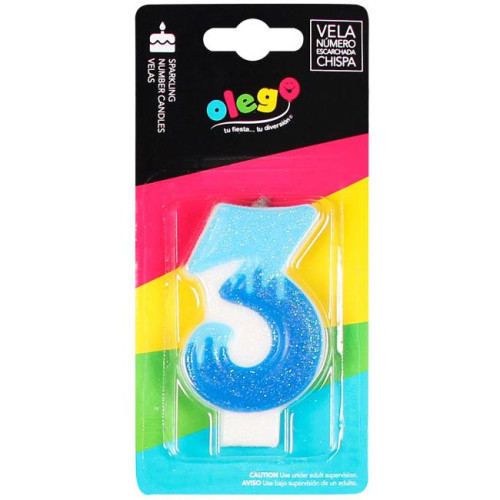 Velas numero escarchada chispa celeste