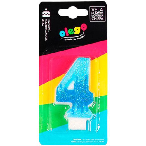 Velas numero escarchada chispa celeste