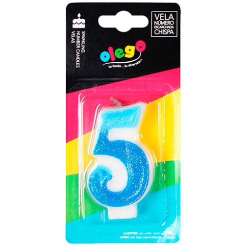 Velas numero escarchada chispa celeste