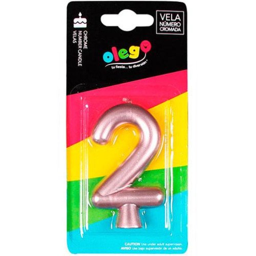 Velas número cromada Rosado Gold