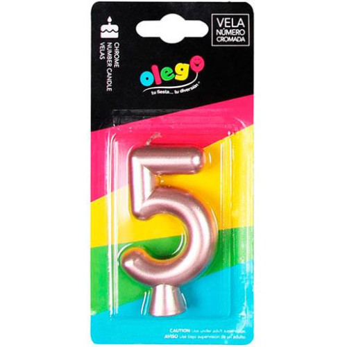 Velas número cromada Rosado Gold