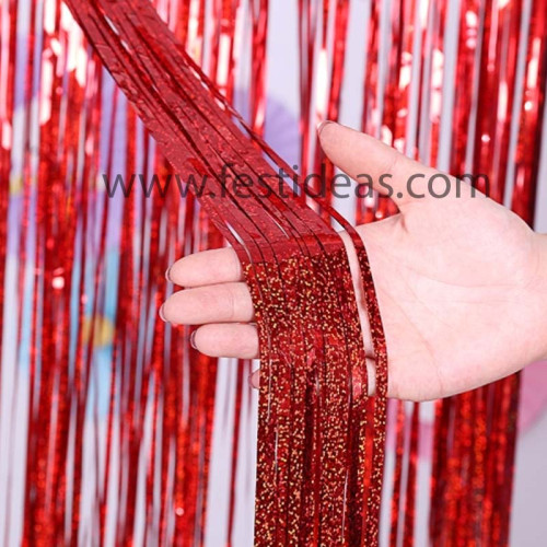 Cortina Decorativa Foil Rojo