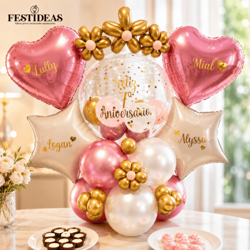 Decoración de Globos Feliz Aniversario