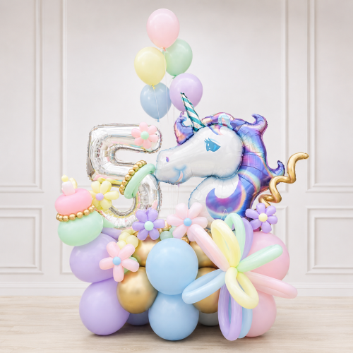 Decoración de Globos Unicornio con Número