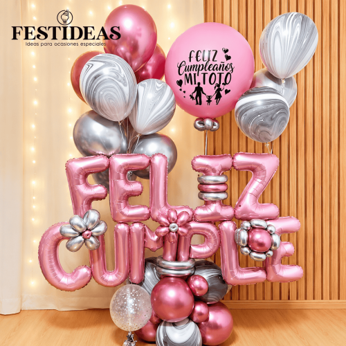 Decoración de Globos Feliz Cumpleaños