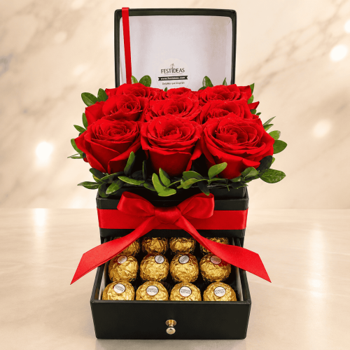 Box de Rosas Rojas con Ferrero Rocher